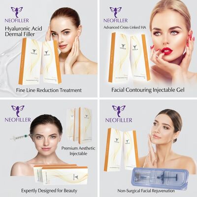 1ml Syringe Volume Hyaluronic Acid Dermal Filler with 24 Months Validity and Biocompatible Hyaluronic Acid for Facial Wrinkle Filler