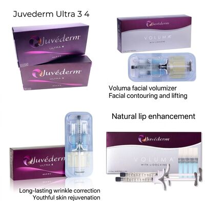 حتى 12-18 شهراً Juvederm Dermal Filler 1ml 2 حقن شحن DHL UPS FEDEX حل طويل الأمد لتحسين الوجه