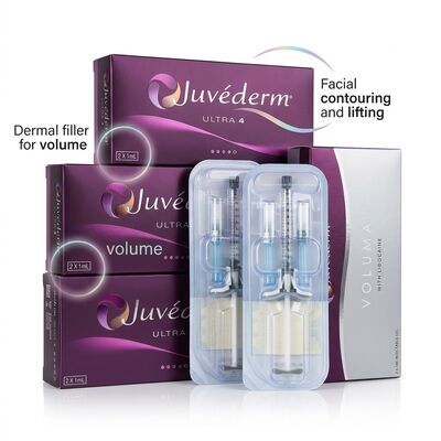 حتى 12-18 شهراً Juvederm Dermal Filler 1ml 2 حقن شحن DHL UPS FEDEX حل طويل الأمد لتحسين الوجه
