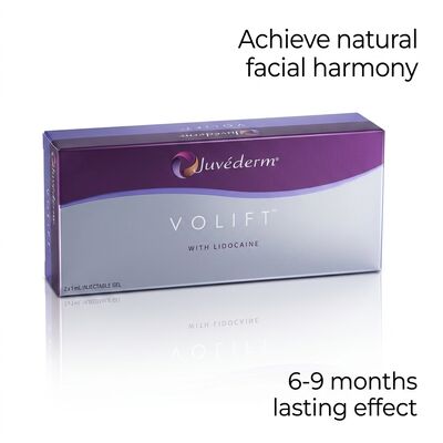 حجم 2 × 1 مل Juvederm Voluma Filler حشو وجه مضاد للشيخوخة لزيادة حجم الوجوه المتوسطة وتحسين ملامح الوجه