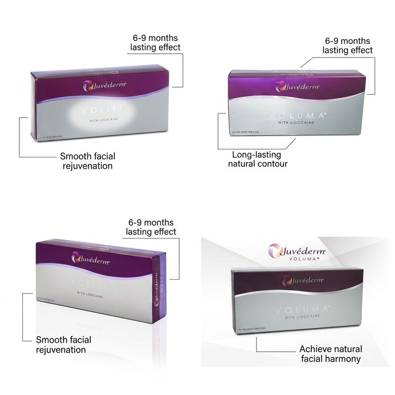 حتى 12-18 شهراً Juvederm Dermal Filler 1ml 2 حقن شحن DHL UPS FEDEX حل طويل الأمد لتحسين الوجه